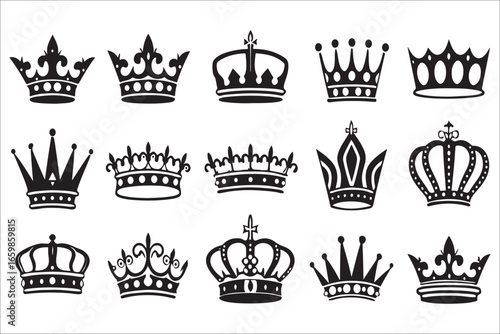 Collection of elegant royal crown designs silhouette