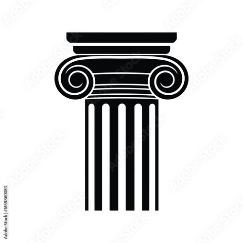 Ionic column capital pedestal ancient greek architecture classical building element simple design vector