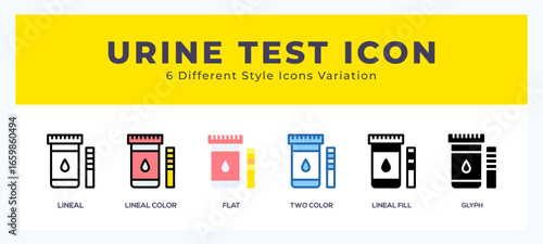 Urine test set of icons. Vector illustration with different styles.