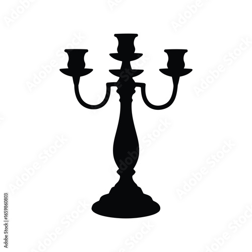 Elegant black silhouette of a three arm candelabra for classic ambiance vector