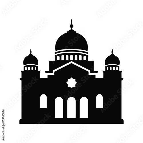Ornate synagogue building silhouette iconic religious architecture sacred place worship vector