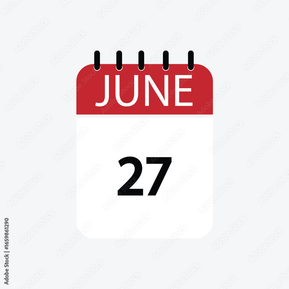 27 june calendar june calendar vector illustration 27 june calendar june calendar vector illustration