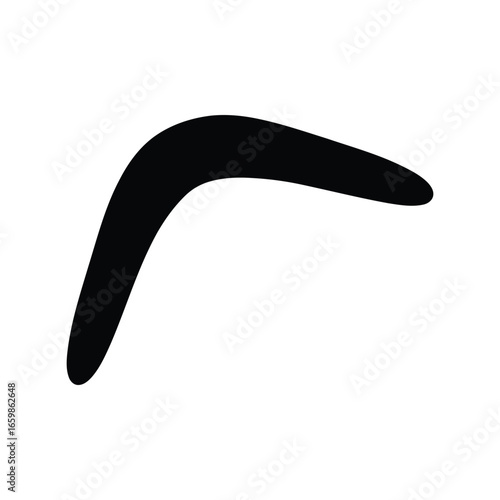 Classic boomerang shape isolated silhouette for sports and adventure concepts vector