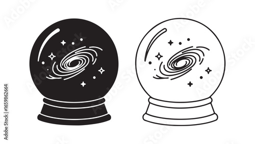Crystal ball with galaxy and stars