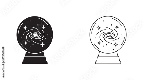 Crystal ball with galaxy and stars
