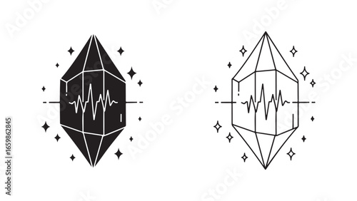 Crystal with energy wave and sparkles