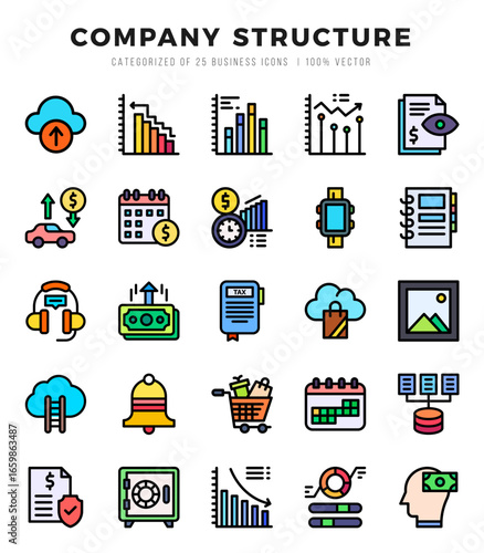 Company Structure icons set for website and mobile site and apps.