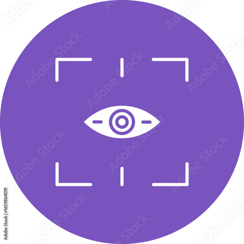Retinal scan circle icon, retinal scan icon – eye recognition, biometric security, identity verification symbol