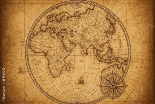 Vintage world map illustration.