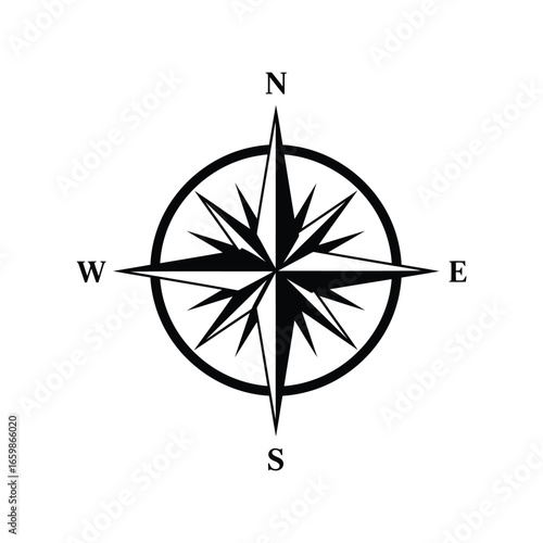 Classic compass rose symbol north south east west navigation directional guide vector