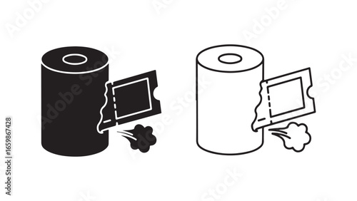 Film canister with ejected photo and smoke