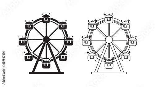 Ferris wheel outline and solid color versions