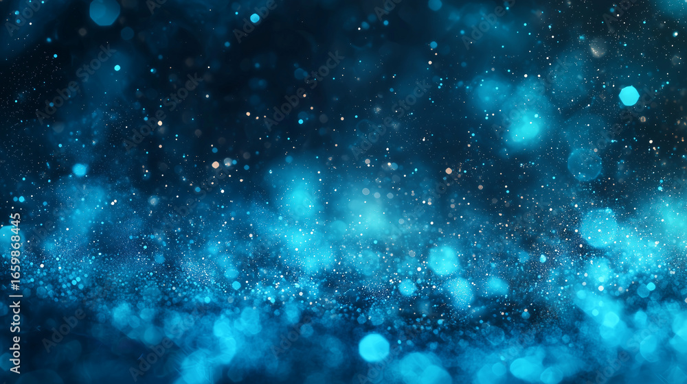 Fototapeta premium Blue Sparkle and Glitter Background with Dreamy Bokeh Effect