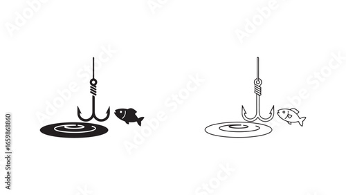 Fishing hook with fish underwater
