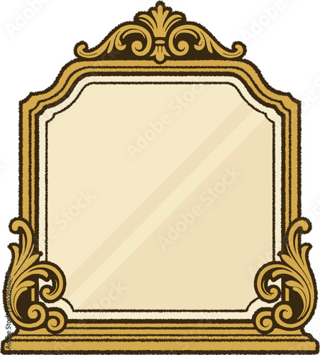 Ornate gilded frame with curved crest and blank inner panel