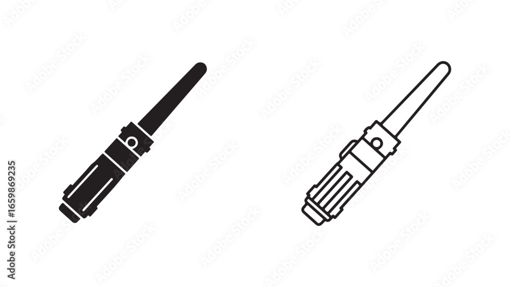 Naklejka premium Lightsaber icon outline and filled style with transparent background