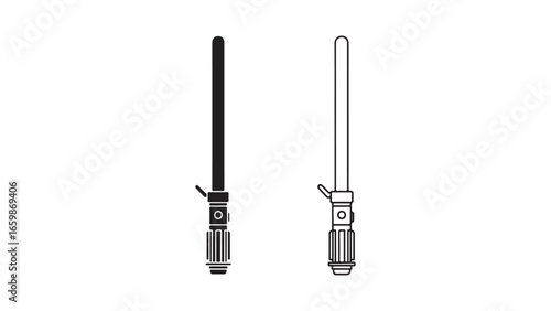 Lightsaber outline icons black and white with transparent background