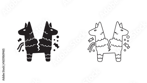 Llama icon outline style with transparent background