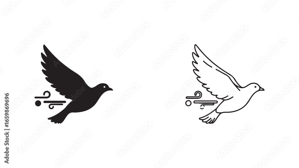 Obraz premium Flying pigeon icon with transparent background