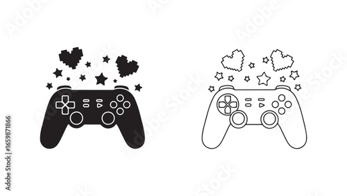 Game controller with hearts and stars