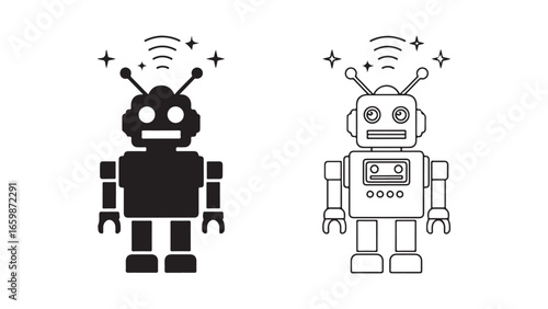 Robot icon set with transparent background