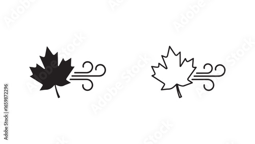 Maple leaf blowing in wind with transparent background