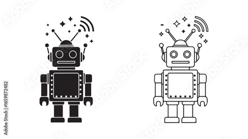 Robot icon with transparent background