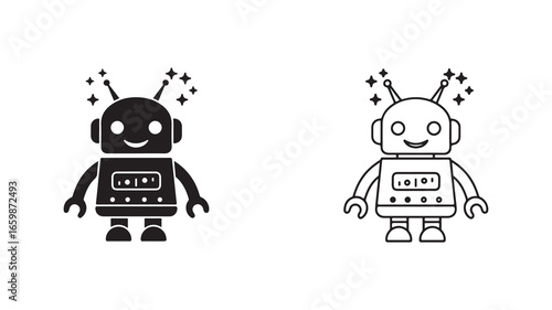 Robot icon with transparent background