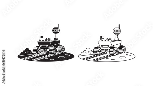 Mars rover exploration outline style
