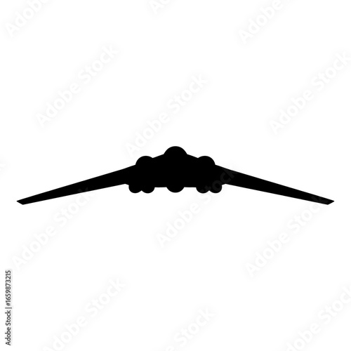 b-2 spirit bomber silhouette flying showcasing military aviation technology for defense industry visuals emphasizing cutting-edge stealth aircraft design strategic power projection.