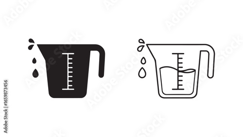 Measuring cup with water drops with transparent background