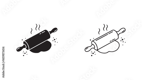 Rolling pin and dough icon with transparent background