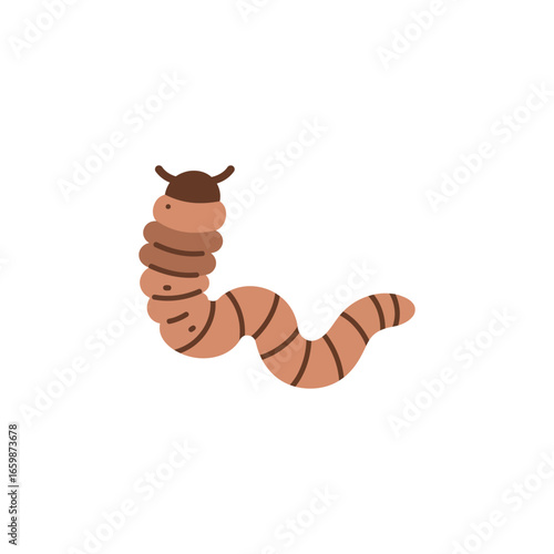 Brown worm crawling on a white surface depicting nature and composting perfect for illustrating earthworm biology and soil health in environmental education.