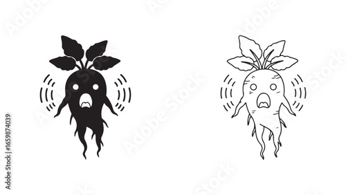 Root vegetable character with transparent background