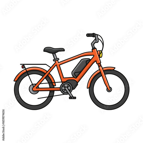 electric bicycle illustration A stylish orange electric bicycle with black accents showcasing sustainable urban transport and eco-friendly commuting solutions for a green lifestyle.