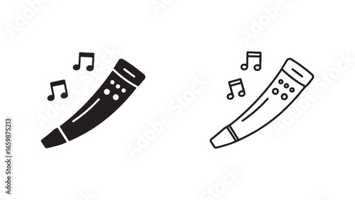 Microphone icon with music notes with transparent background