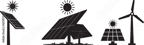 Sustainable energy solutions: Solar panels and wind turbines generating clean power