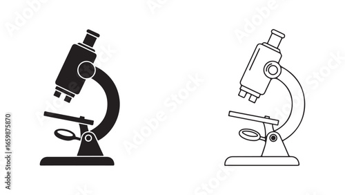 Microscope icon outline and filled style