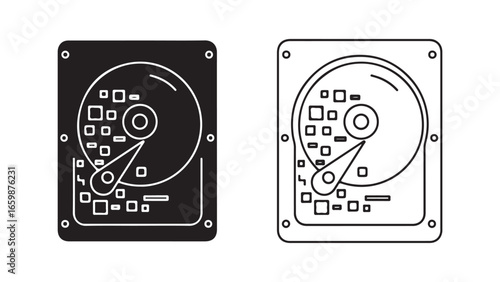 Hard drive outline icon with transparent background
