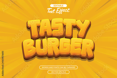 Tasty burger editable text effect with 3d cartoon text style