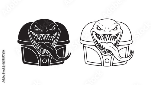 Monster chest with sharp teeth and claws