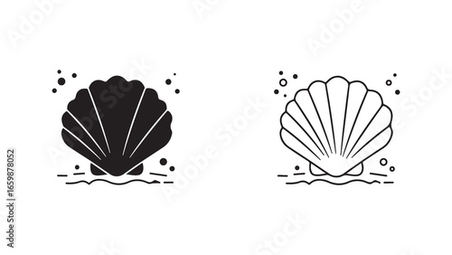 Seashell icon outline style with transparent background