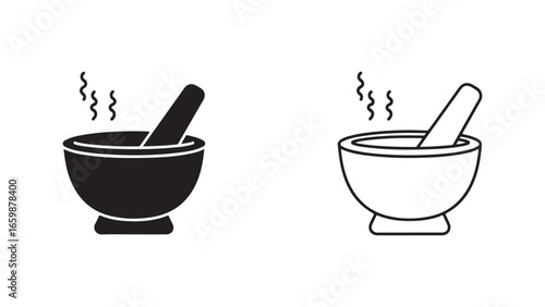 Mortar and pestle icon with transparent background