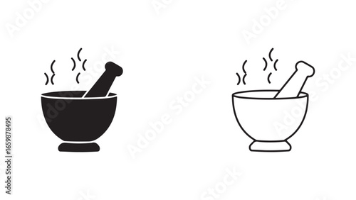 Mortar and pestle icon with transparent background