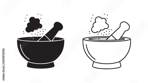 Mortar and pestle icon with transparent background
