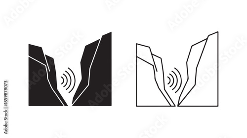 Mountain canyon with sound waves