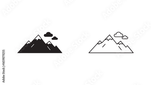Mountain landscape outline with clouds