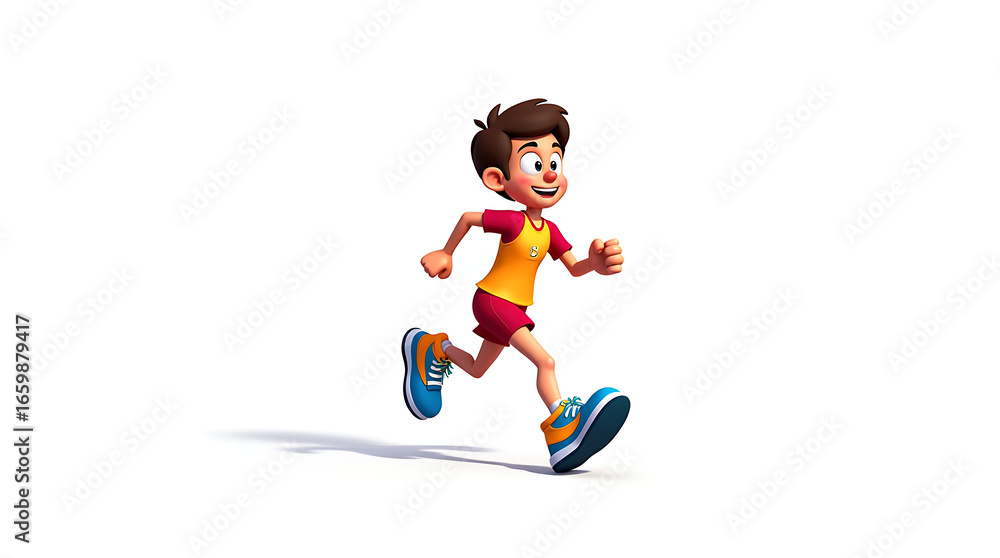 Fototapeta premium man run fast sport jogging exercise healthy male runner sportswear active lifestyle fitness athlete training marathon fit workout art design illustration watercolor painting drawing white isolated