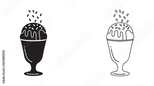 Ice cream sundae in glass with sprinkles