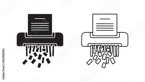 Shredder destroying document icon with transparent background